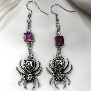 Handmade - Spawn Iridescent Spider Earrings